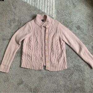 Gap light pink knit button up sweater with sequins vintage size xl
